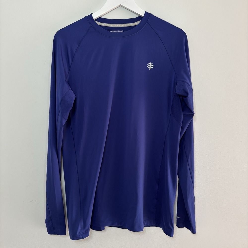 Coolibar Agility Long Sleeve Performance Sun Shirt Mens Medium Blue UPF 50 Beach